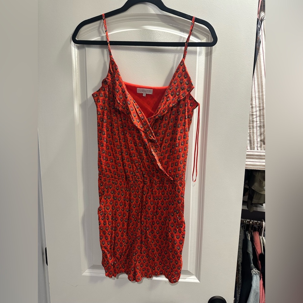 1. State Red and Black Geometric Romper